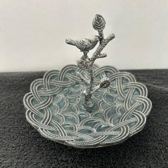 Cynthia Rowley Metal and Enamel Ring Holder Dish, Bird on Branch - Picture 1 of 5